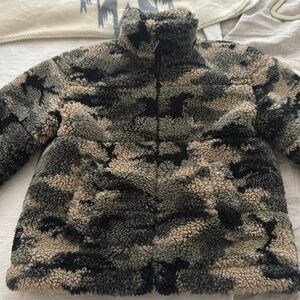 Fuzzy army print jacket